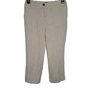 Talbots Linen Blend Cropped Pants Size 4P Beige Neutral Pull On Stretch